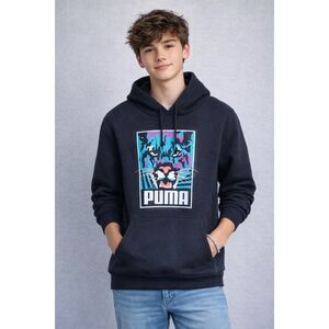 Puma Retro Black‎ Hoodie Youth size LARGE 14/16